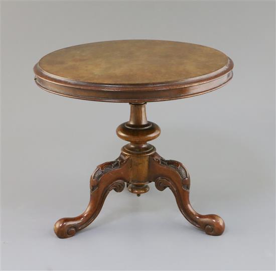 A Victorian walnut miniature tripod table, 10.25in. height 9in.